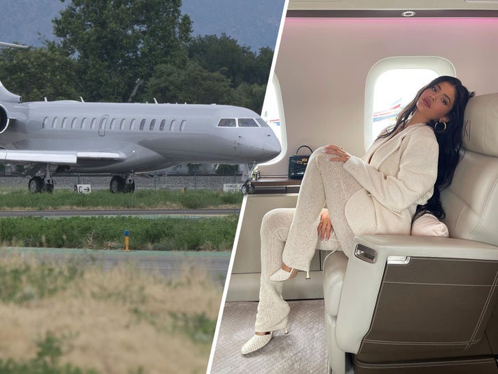 Kylie Jenner dropped $72 million on her private jet back in 2020 ... it's decked out with a master suite, closet, entertainment suite, two bathrooms and has her initials embroidered in the seats. Like her big sister, Kylie calls her jet 