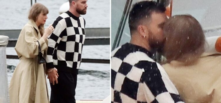 Taylor Swift & Travis Kelce Share a Kiss on Romantic Boat Ride in Italy